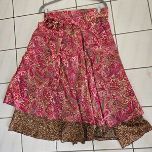 Kariza Vintage Wrap Skirt – Double Layer Boho Maxi, Fits XL